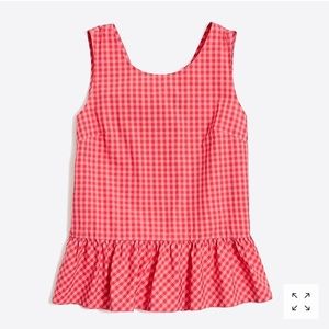 J. Crew Factory Red Gingham Peplum Top